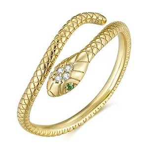 Hot sale gold plated copper rhinestone adjustable vintage snake rings for women fashion jewelry accessory