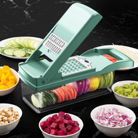 Promotion Exceptionnelle Hachoir Manuel de Cuisine Multifonctionnel 12 en 1 avec Mandoline, Coupe-Fruits, Légumes, Oignon, et Trancheuse à Légumes