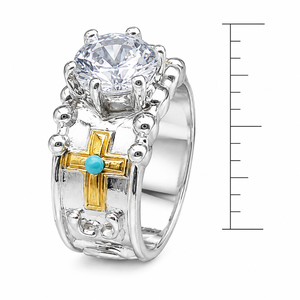 Anello a croce con design bicolore, gioiello alla moda per l'uso quotidiano - Product Image 5