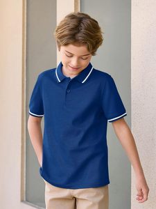 เสื้อโปโลแขนสั้นผ้าปิเก้สำหรับเด็ก ชุดนักเรียนชาย อายุ 5-14 ปี - Product Image 4