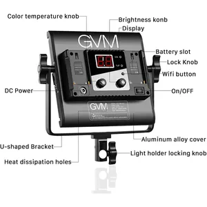 GVM 560AS Kit d'éclairage photographique bicolore à 560 LED pour studio vidéo Application d'éclairage numérique à distance réglable - Product Image 3