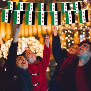 Hot Sale Wholesale 14X21CM Syria String <b>Flag</b> Polyester Material Digital Rapid Printing Suitable for Festival Celebration - Product Image 6