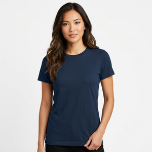 Camiseta de Lona Ecológica Unisex de Alta Calidad con Logotipo Personalizado, Transpirable, de Algodón Premium, Azul Marino, Manga Corta, Cuello Redondo - Product Image 6