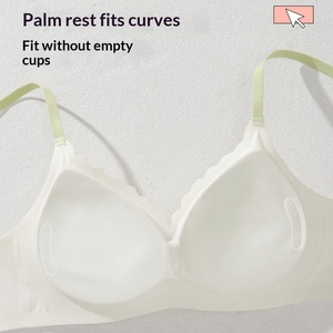 Soutien-gorge sans couture pour <span class=keywords><strong>femme</strong></span>, col <span class=keywords><strong>en</strong></span> <span class=keywords><strong>V</strong></span>, fin, sans armatures, anti-affaissement, bonnet triangle avec nœud, motif floral - Product Image 3