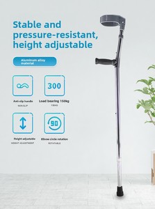 Béquille de rééducation ergonomique légère en aluminium avec poignée réglable pour personnes âgées, bâton de marche/canne confortable en caoutchouc - Product Image 6