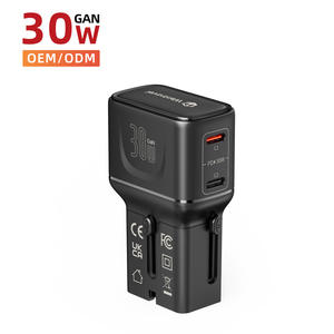 Wontravel 30W GaN Pengisi Daya Cepat Multinational Plug UK EU AU US Adaptor Perjalanan Portabel Dengan 2 Pengisi Daya USB - Product Image 1