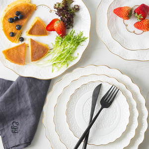 Vajilla de cerámica blanca de estilo europeo, plato de postre - Product Image 2