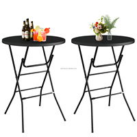 Table pliante ronde CE de 32 pouces, table pliante Rooster Tail, table en plastique portable avec cadre en métal et pieds verrouillables