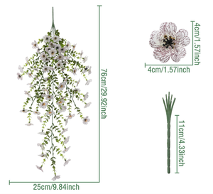 Décoration <span class=keywords><strong>murale</strong></span> de fleurs violettes <span class=keywords><strong>en</strong></span> <span class=keywords><strong>rotin</strong></span> artificiel avec feuilles d'eucalyptus <span class=keywords><strong>en</strong></span> plastique - Product Image 4