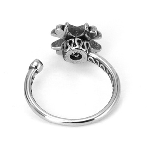 Anillos Fidget de Acero Inoxidable 316L con Patrón de Pétalos, Textura Retro, Ajustables, con Detalle de Piedras Preciosas, Joyería para Hombres y Mujeres, Uso Diario - Product Image 3