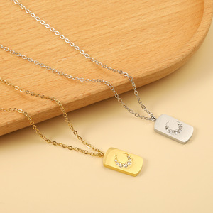 Collier pendentif lune, couleur or, incrustation de cristaux, chaîne de clavicule pour usage quotidien - Product Image 2