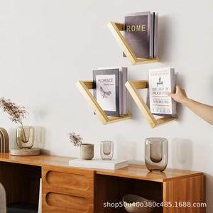<b>Wall</b> <b>Mounted</b> Bamboo Bookshelf Floating <b>Shelf</b> For Bedroom Living Room Storage Organization Durable Natural Color - Product Image 2