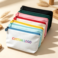 Pochette de voyage zippée réutilisable personnalisable avec logo, écologique, pour mini trousse de maquillage en toile vierge