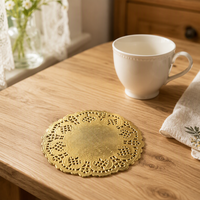 Napperons en papier doré jetables, napperons en dentelle pour la décoration de gâteaux, de plats, de mariages et de tables de fête