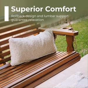 Banc de balançoire de porche en bois massif personnalisé avec porte-gobelets, <span class=keywords><strong>chaise</strong></span> <span class=keywords><strong>suspendue</strong></span> d'extérieur résistante aux intempéries <span class=keywords><strong>pour</strong></span> jardin, patio, terrasse, cour - Product Image 4