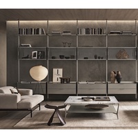 Étagère murale moderne minimaliste de luxe, modulaire, personnalisée, en métal, avec cadre en aluminium et éclairage LED pour salon, chambre à coucher