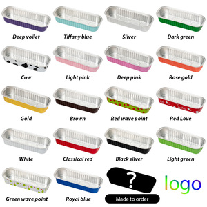 Colorato monouso Mini pagnotta teglia <span class=keywords><strong>rettangolare</strong></span> foglio di cottura per Dessert per animali domestici Microwavable coperchio contenitori in alluminio - Product Image 4