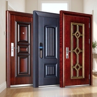 Pintu Eksterior Yonking Anti-maling, Pintu Keamanan Depan Baja-Kayu untuk Rumah, Apartemen, dan Bangunan Hunian