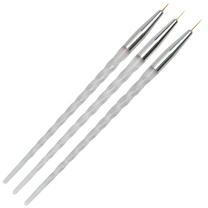 3Pcs Iridescent Spiral Handle Nail Art Liner Brush <b>Set</b> <b>Crimped</b> Ferrule Flower Drawing Gel Painting Pens - Product Image 1