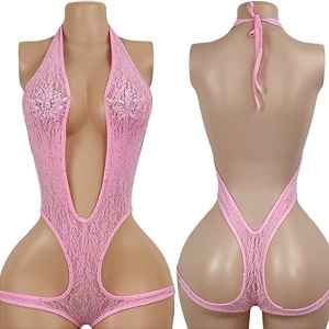 Tenue de pole dance en strass, tenue de strip-teaseuse, vêtements de danse exotique, tenues de club en résille pour femmes, sexy - Product Image 5
