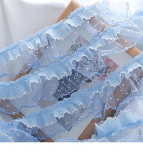 Larghezza 6 cm in poliestere blu cielo Tulle <span class=keywords><strong>con</strong></span> rifiniture in pizzo a pois nastro di pizzo per bambini - Product Image 6