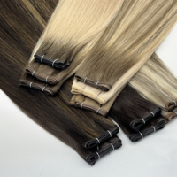 Extensions de cheveux russes Remy double trame, double épaisseur, avec fixation par tissage, pour toutes les couleurs