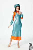 Robe de costume en latex mi-longue pour femmes