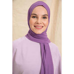 Bufanda de algodón color lavanda para mujer, longitud media, color liso, transpirable, accesorio de moda - Product Image 3