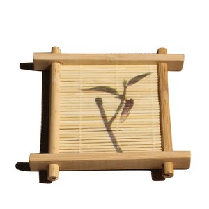 Posavasos cuadrados de bambú con diseño floral, alfombrillas térmicas aislantes para la ceremonia del té japonés, accesorios para el té - Product Image 5