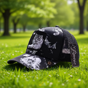 Gorra Trucker Bounce de 6 Paneles, Tejido de Malla, Ajustable, Unisex, Casual, Primavera Verano, Transpirable, Impermeable, Panel Frontal Bordado - Product Image 2