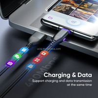 Kabel Data pengisian daya 5A, kabel Data pengisian daya, 3 in 1 Tipe C, nilon, kepang, 1m, 2m, kabel USB-A, 3,3 kaki 6,6 kaki