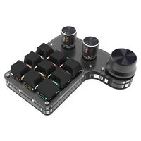 Keyboard Makro Kustom Hot Swap Mini 9 Tombol 3 Tombol Program RGB 18 Karakter Nirkabel BT Macropad Aksesori Pemain Mekanik