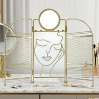Moderne élégant or métal artistique 3-panneau bijoux organisateur écran vanité coiffeuse décor stockage
