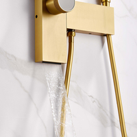 Ensemble de douche thermostatique mural en laiton avec barre coulissante, mitigeur à poignée unique, jets pluie et cascade, finition brossée, design contemporain