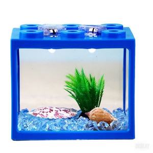 Magnifique petit aquarium pour poissons rouges, petit aquarium de bureau, arrangement en blocs, aquarium transparent à 6 trous, accessoires pour aquarium - Product Image 5