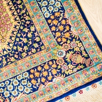 YILONG 122x183cm bleu noué à la main tapis de soie haut artisanat persan Qum tapis décor à la maison