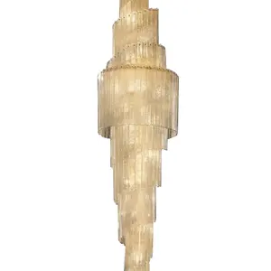 Moderne Luxushotel Lobby Villa Treppe Große LED Spiral glas Pendel leuchten Dekorative Decke Kronleuchter