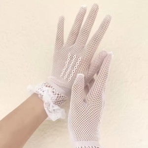 Gants de conduite d'été pour femmes, vente chaude RTS, noir et <span class=keywords><strong>blanc</strong></span>, fins, en maille filet, à volants, mitaines en dentelle à doigts complets - Product Image 4