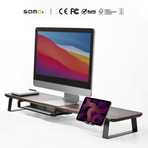 आधुनिक डिजाइन लकड़ी के कंप्यूटर स्टैंड एडजस्टेबल मॉनिटर स्टैंड डेस्कटॉप को स्टैंड स्टडी ऑफिस स्टोरेज टेबल - Product Image 2