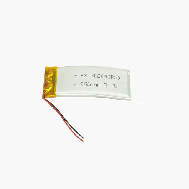 EXLIPORC High Quality Curved Lithium Ion Polymer Battery 302045R50 260mAh 3.7V Lipo Battery