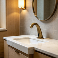Robinet de lavabo automatique à capteur sans contact en cuivre antique de qualité supérieure, à montage monotrou, pour salle de bain