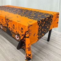 Nappe jetable d'Halloween en plastique à motifs de citrouilles pour décorations de fête d'Halloween, couvre-table effrayant à motifs de citrouilles