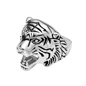 Anillo de Cabeza de Tigre de Acero Inoxidable, Estilo Punk, Joyería de Moda con Forma de Animal para Hombre, Uso Diario, Regalo - Product Image 1