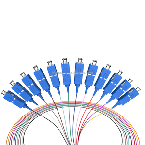 Transmission de données haute vitesse, fibre optique monomode G657A1, 12 fibres dans un paquet, pigtail SC UPC APC pour épissure de fibres - Product Image 1