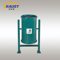 Poubelle extérieure en métal Traust avec vis d'expansion pour fixation au sol, bac à déchets extérieur, conteneur à ordures
