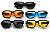 Lunettes de soleil rectangulaires unisexes tendance rétro, monture noire, verres jaunes, pour hommes et femmes, vente en gros