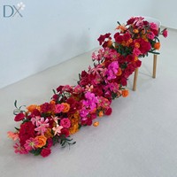 Guirlande de fleurs artificielles Phalaenopsis magenta et orange pour la décoration de table de mariage, vente en gros