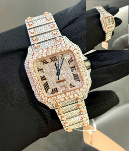 Reloj Hip Hop de Acero Inoxidable con Esfera Cuadrada de Cristal y Diamantes Moissanite VVS - Product Image 1