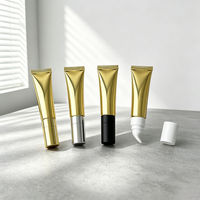 Tube cosmétique brillant doré avec bouchon à vis, impression sérigraphique, contenant vide compressible pour baume à lèvres, kit de voyage