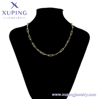 14N253706 Xuping Bijoux Chaîne Maillon Métal Cuivre Plaqué Or 14K 50cm 19 Pouces Trombone Collier Mode Homme